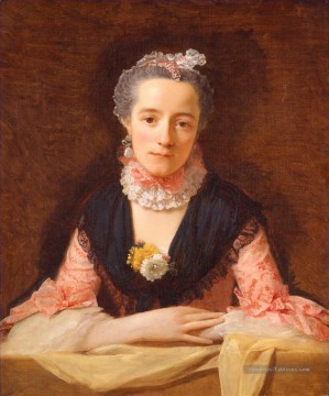 Lady dans une robe en soie rose Allan Ramsay portraiture classicisme Peinture à l'huile